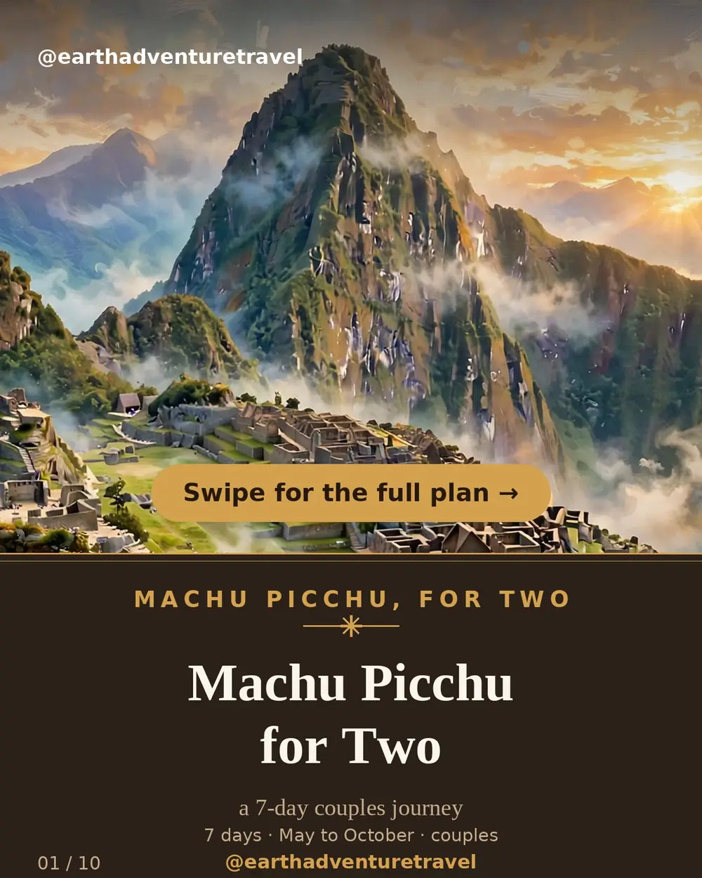 Illustrated Machu Picchu couples guide cover: the citadel at dawn with Huayna Picchu