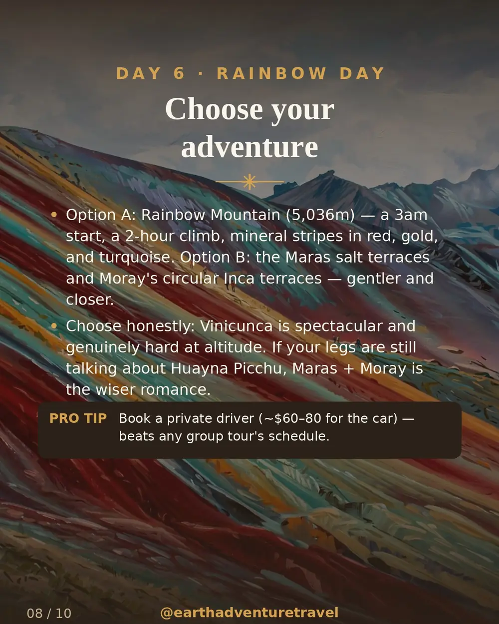 Illustrated day 6: Rainbow Mountain's striped slopes
