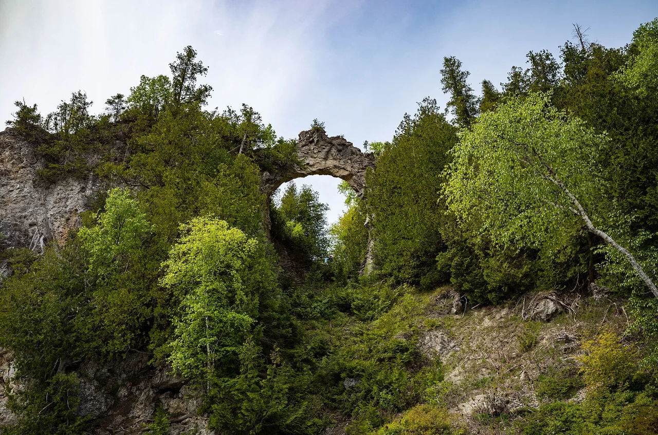Arch Rock above Lake Huron on Mackinac Island