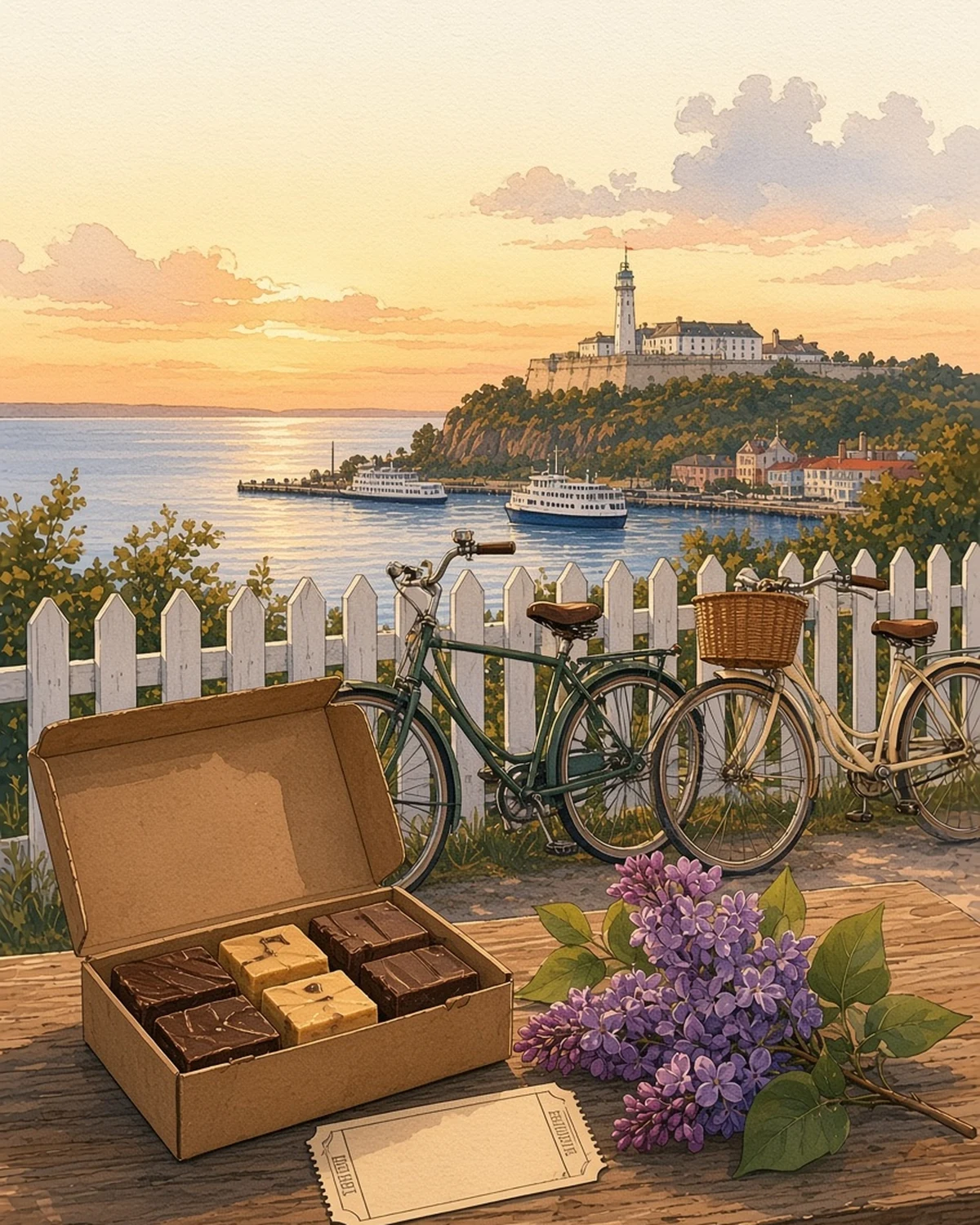 Illustrated recap card: Mackinac Island