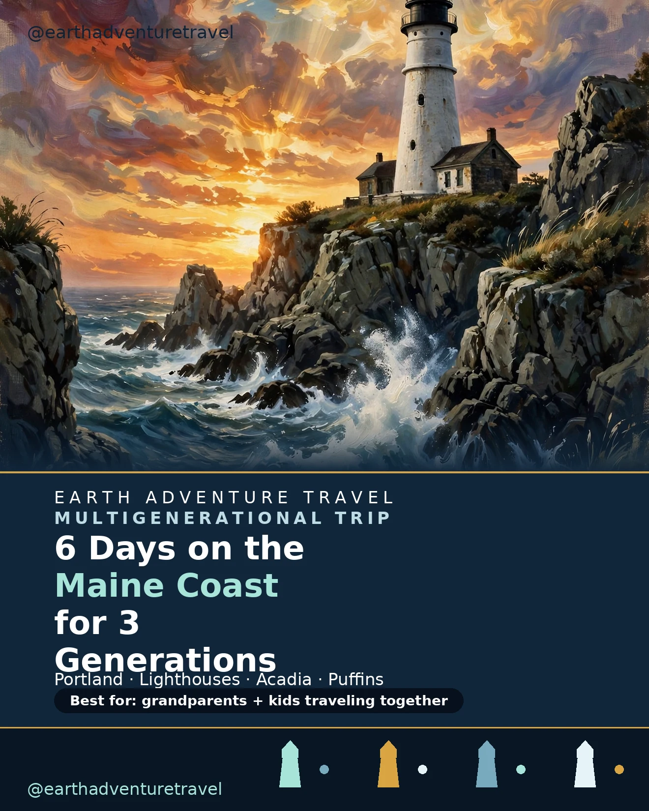 Illustrated cover for a six-day Maine coast trip with grandparents