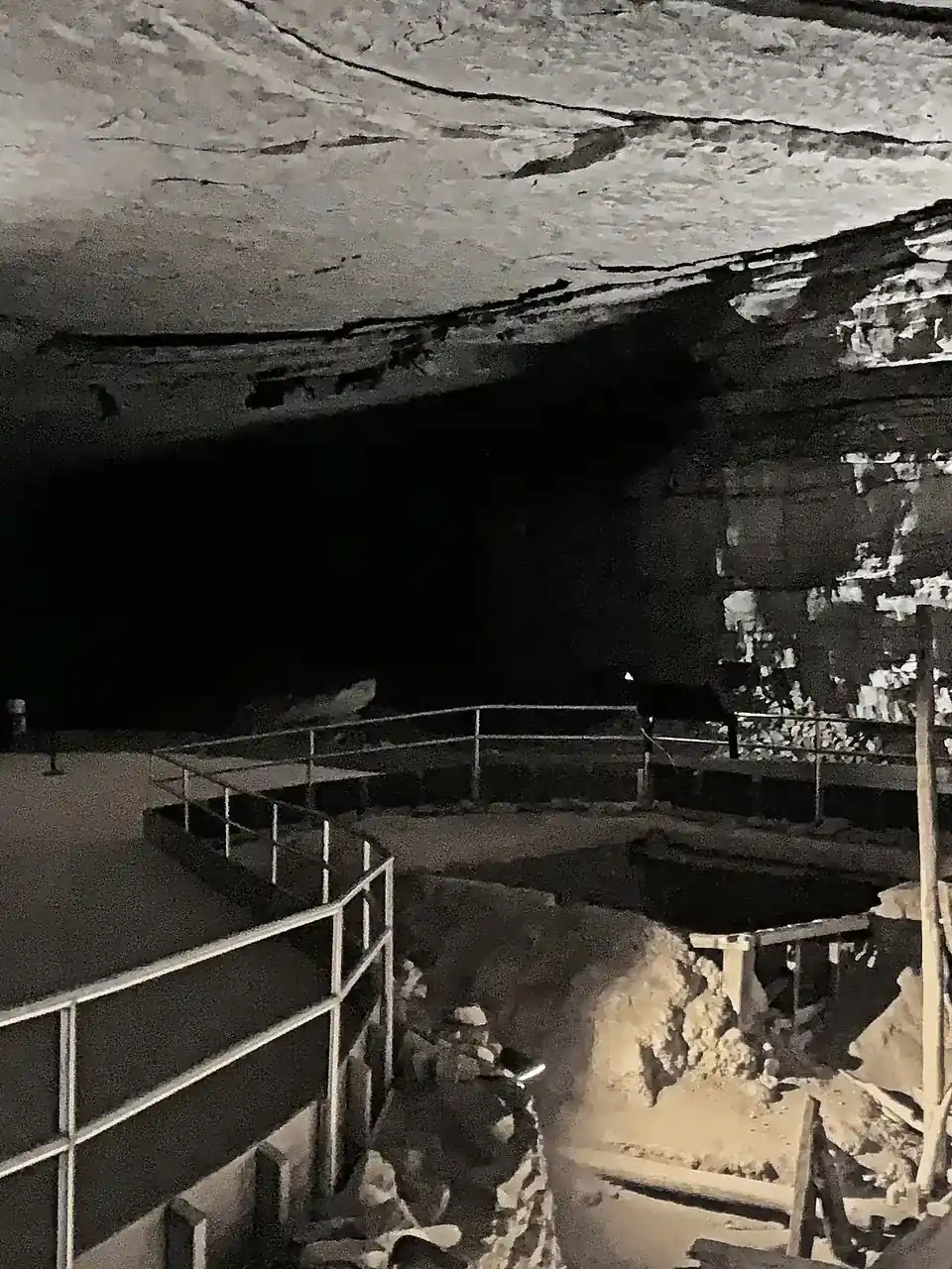 The Rotunda inside Mammoth Cave with historic saltpetre mining vats