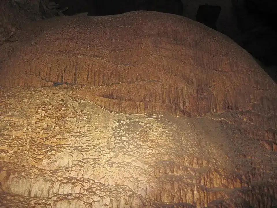 Flowstone and drapery formations inside Mammoth Cave