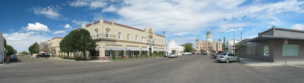 A wide view across the town of Marfa, Texas
