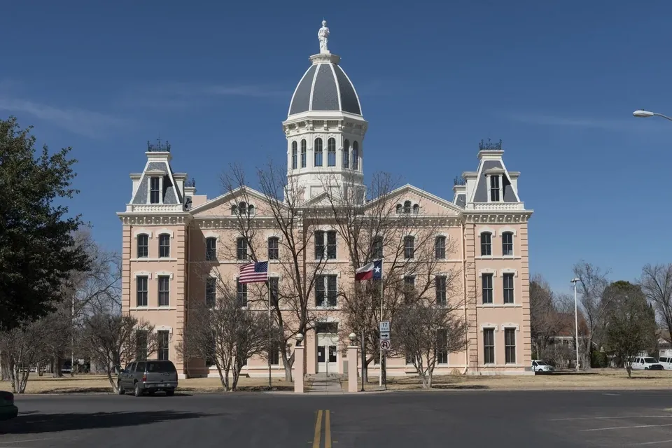 Downtown Marfa and the courthouse