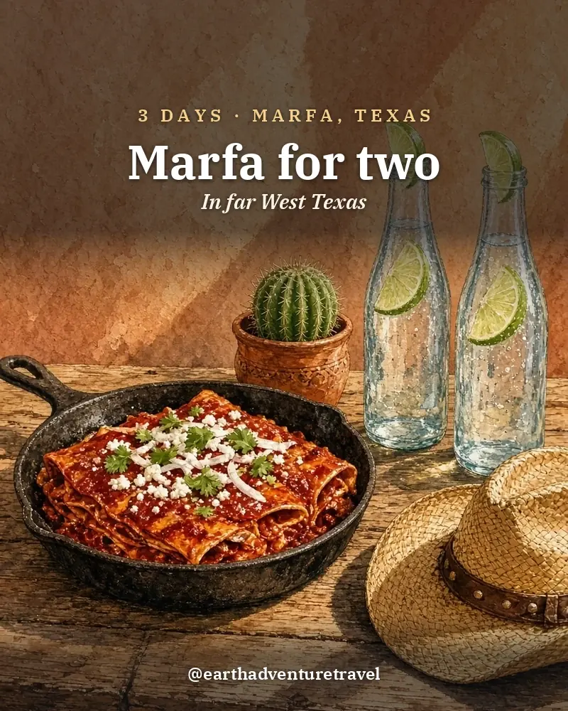 Illustrated recap card: Marfa
