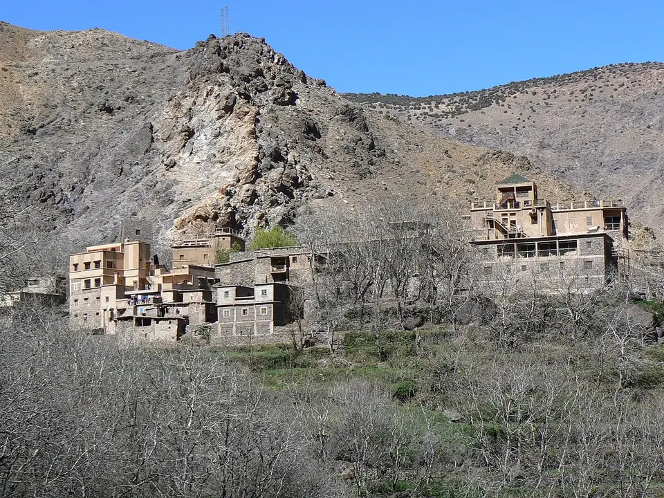 The Kasbah du Toubkal on its hill above the Imlil valley