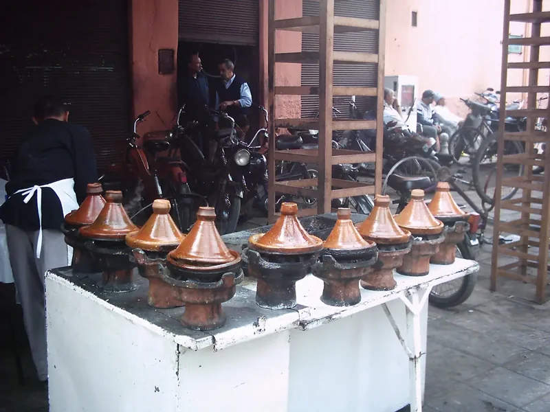Tagines on a table in Marrakech
