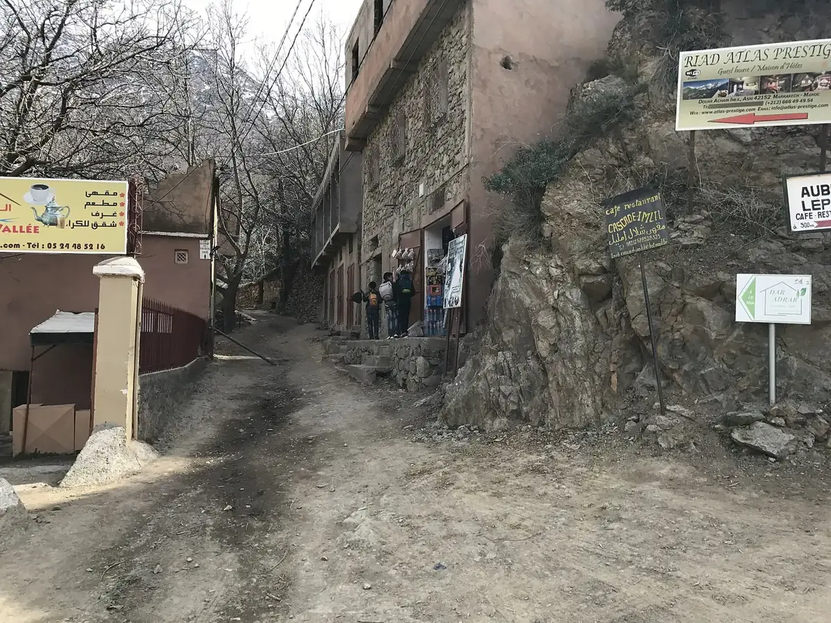The Imlil valley in the High Atlas with villages and walnut trees