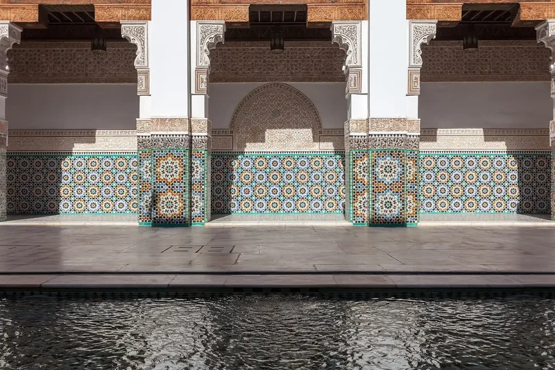 The courtyard and pool of the Ben Youssef Madrasa