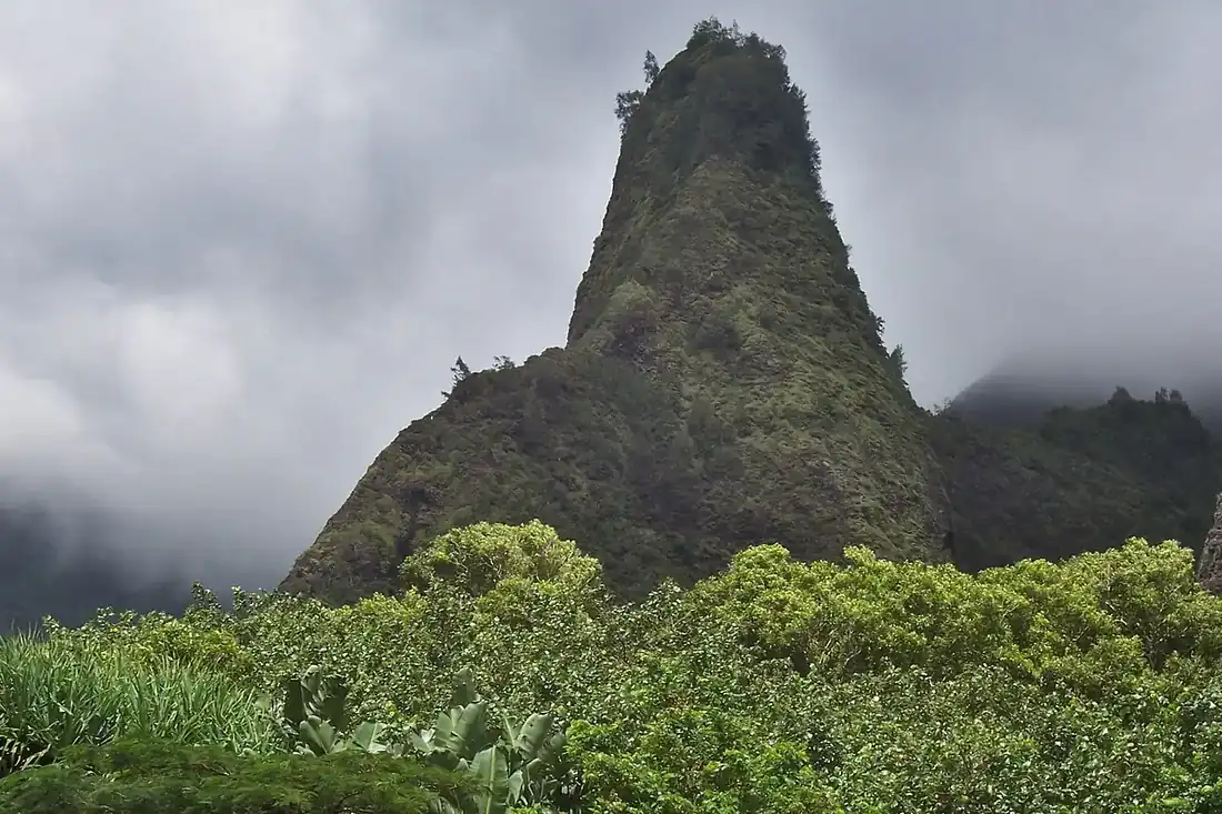 ʻĪao Needle rising above the rainforest