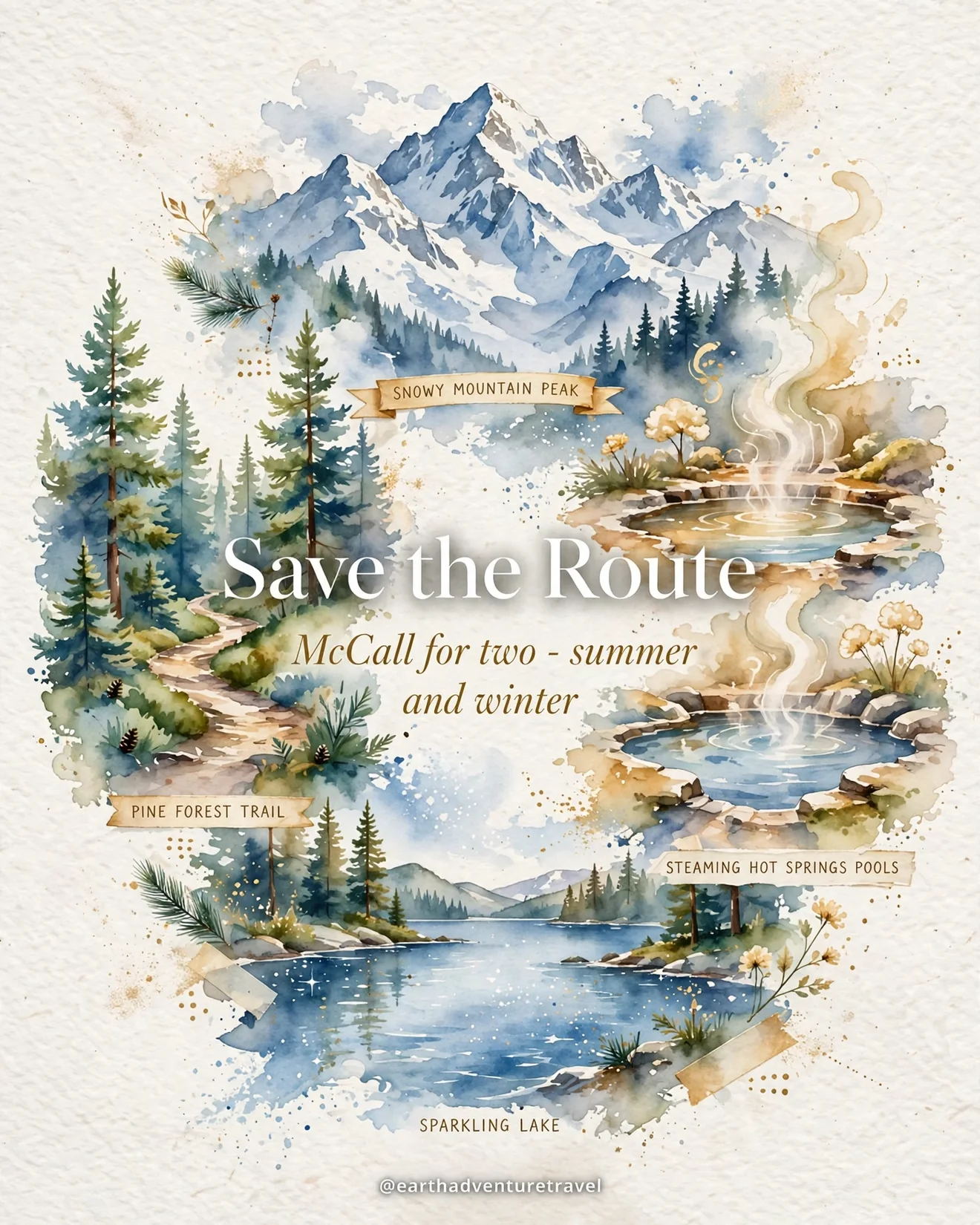 Saveable recap graphic for the four-day McCall couples route