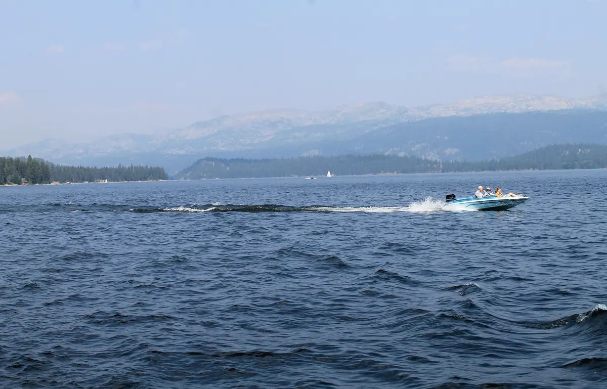 Payette Lake under smoky summer skies