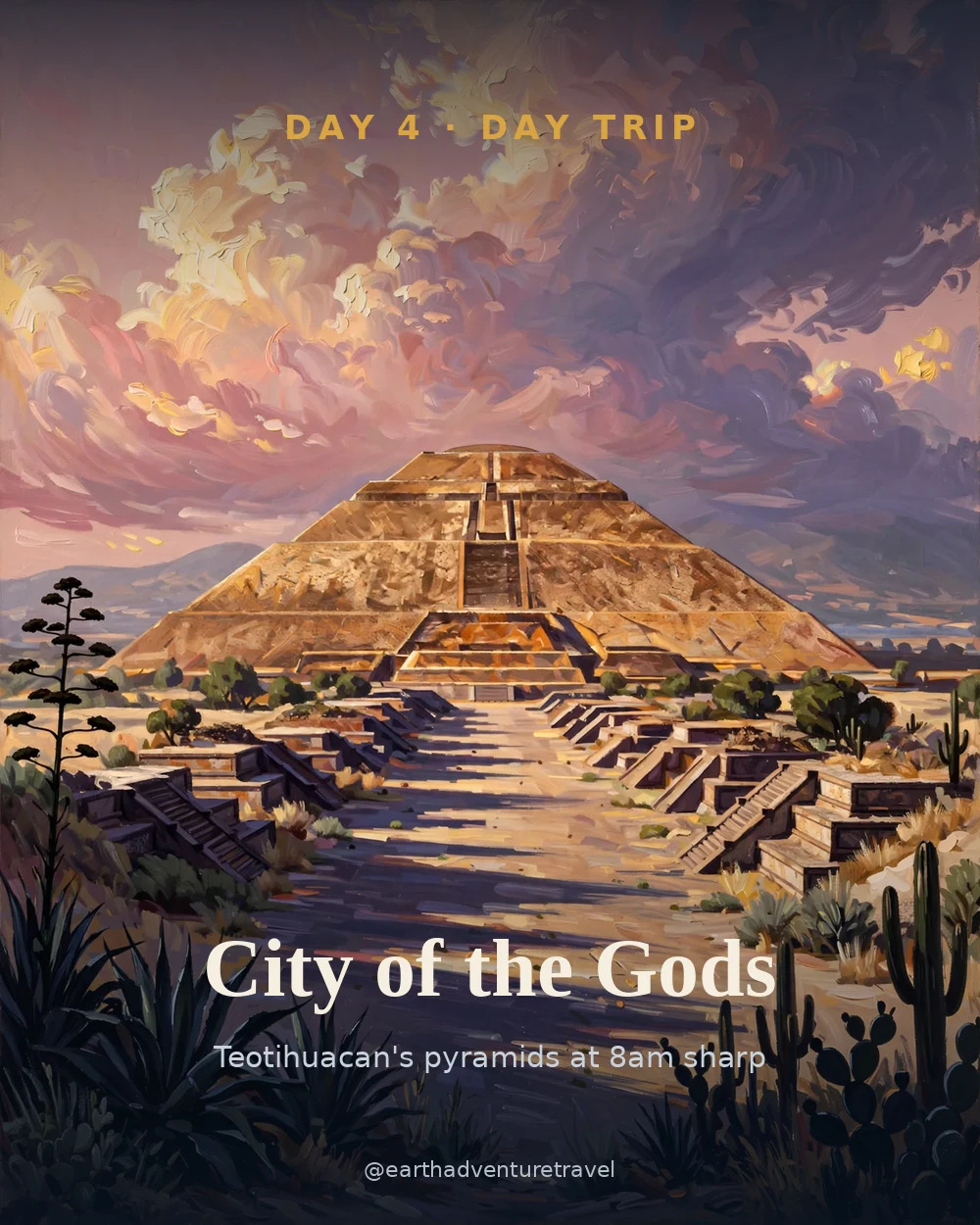 Illustrated day 4: the Pyramid of the Sun at Teotihuacan