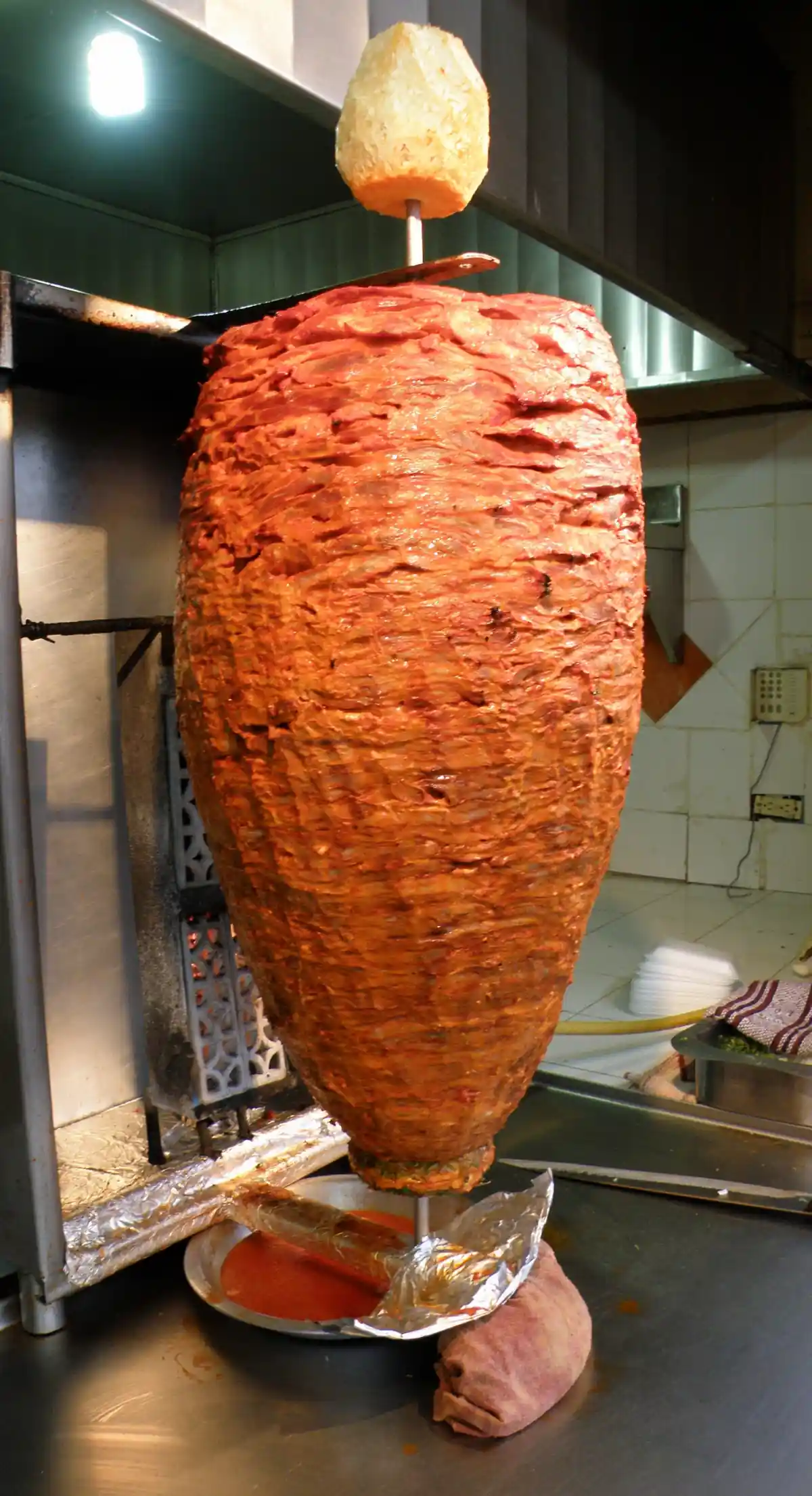 Tacos al pastor on the trompo in Roma Norte