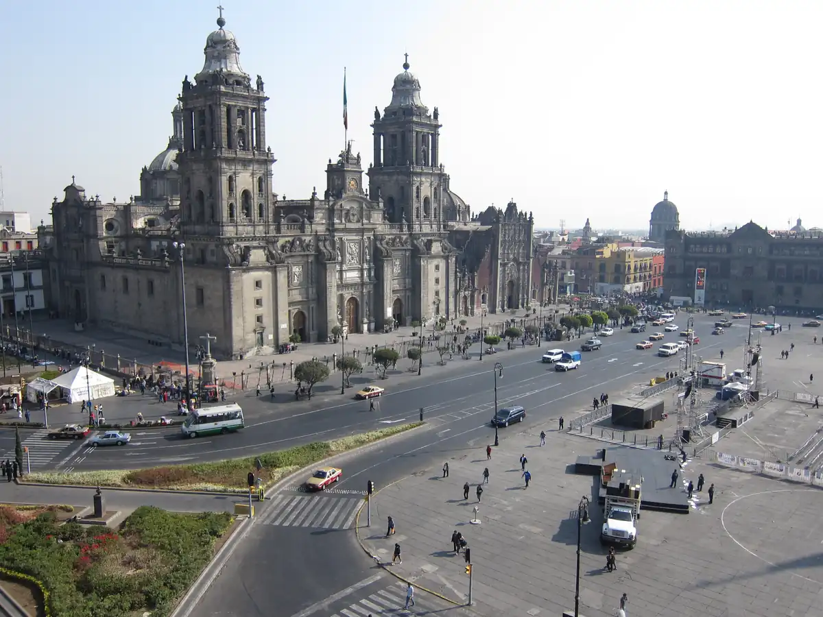 Mexico City's Zócalo at golden hour