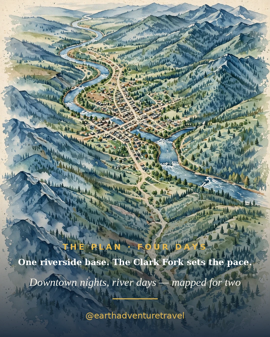 Illustrated four-day Missoula couples route plan