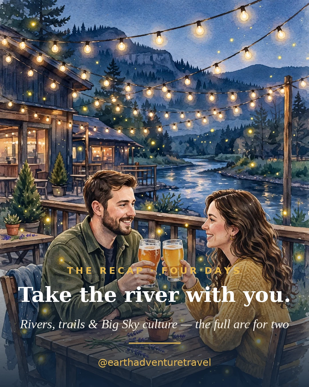Saveable recap graphic for the four-day Missoula couples route