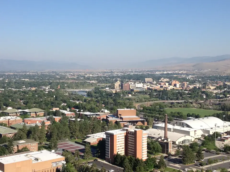 Missoula and the University of Montana campus from the M Trail on Mount Sentinel
