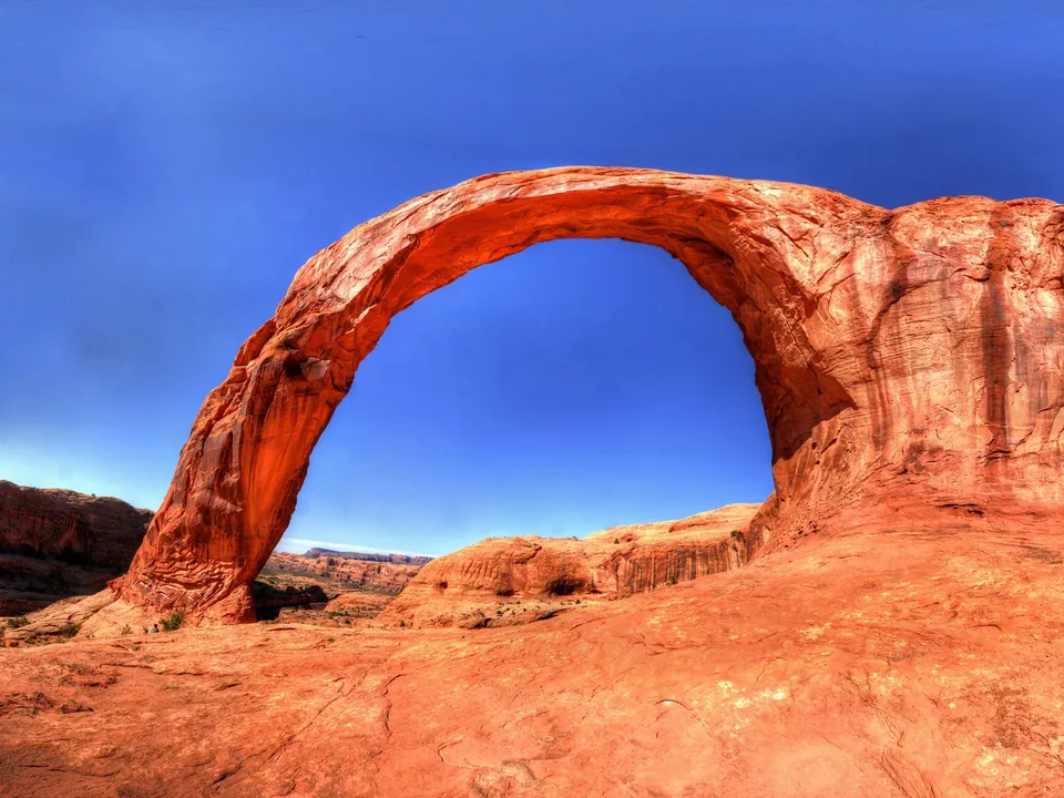 Corona Arch, a large sandstone ring, near Moab