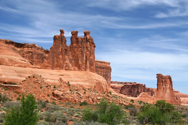 The Three Gossips rock formation in Arches National Park