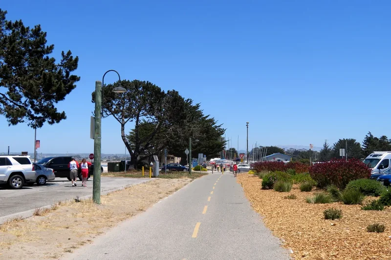 The paved Monterey Bay Coastal Recreation Trail along the shore
