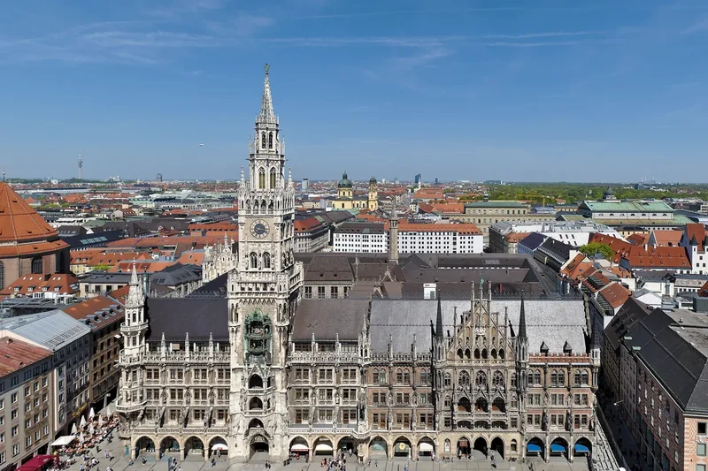 The Gothic Neues Rathaus on Marienplatz in Munich