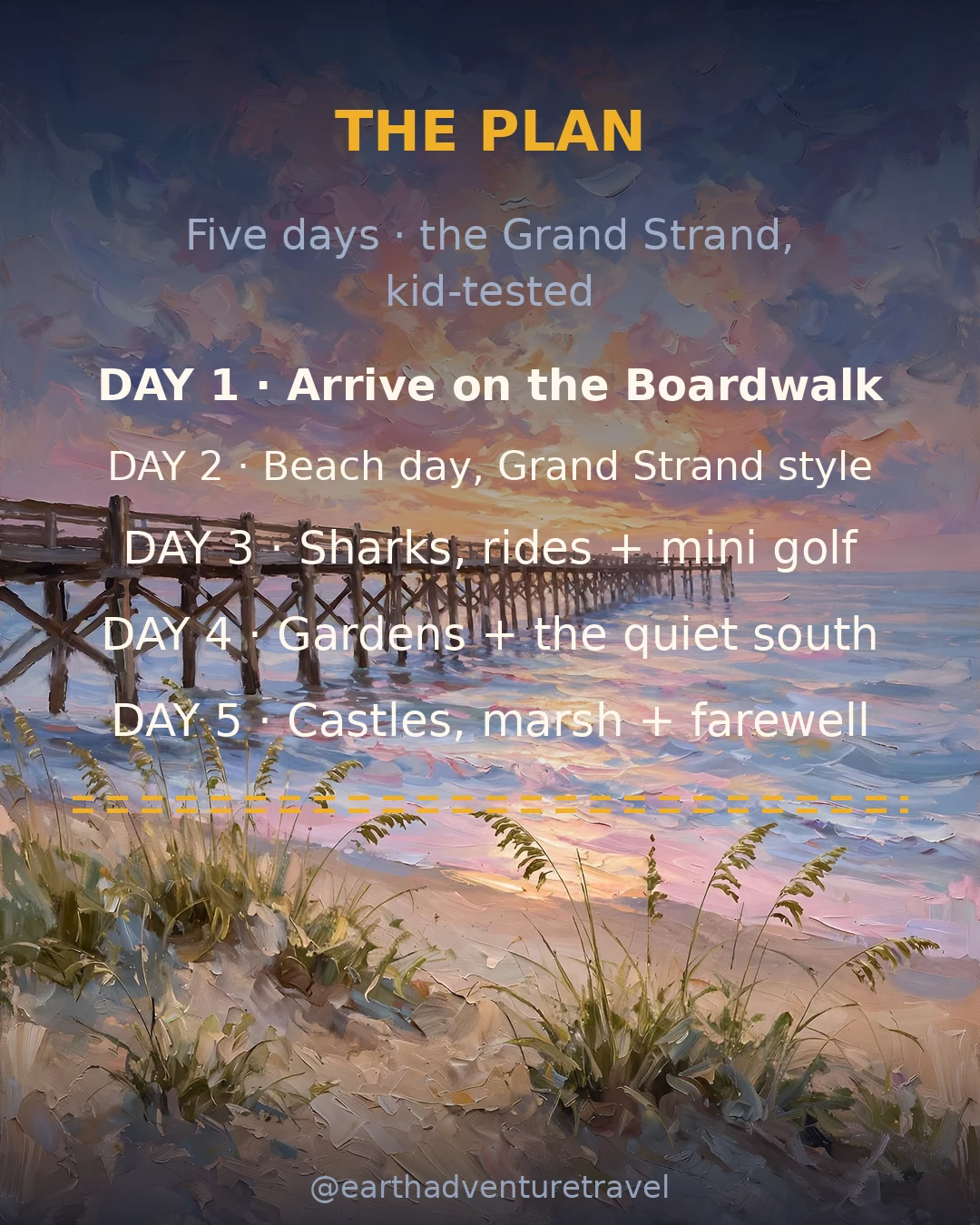 Five-day Myrtle Beach family plan graphic