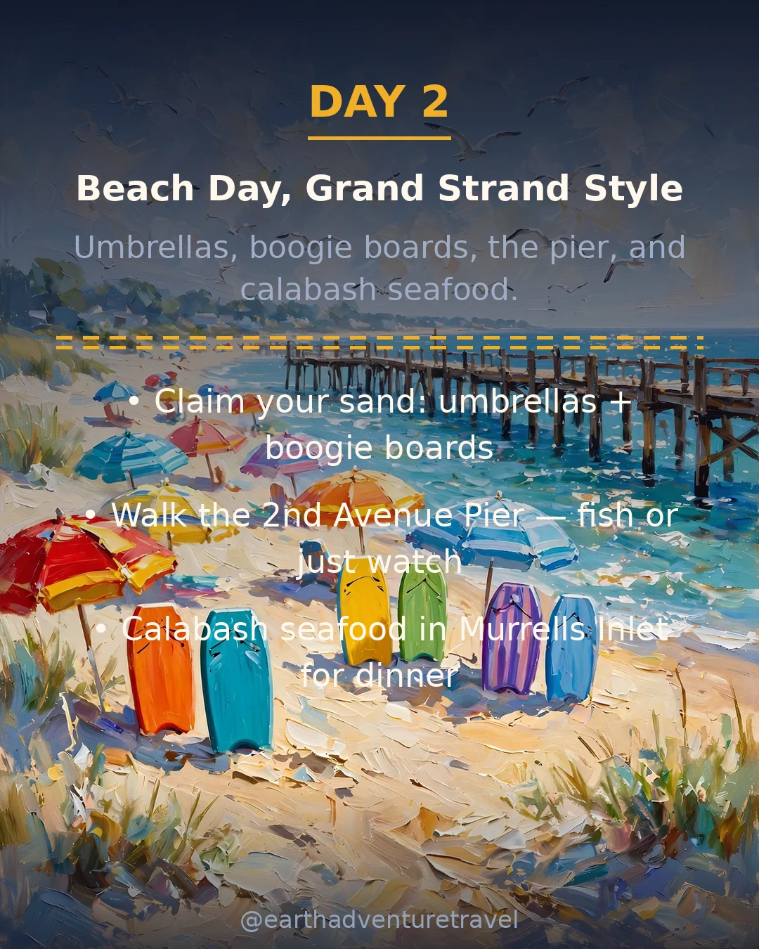 Day 2 graphic: a classic beach day at the 2nd Avenue Pier