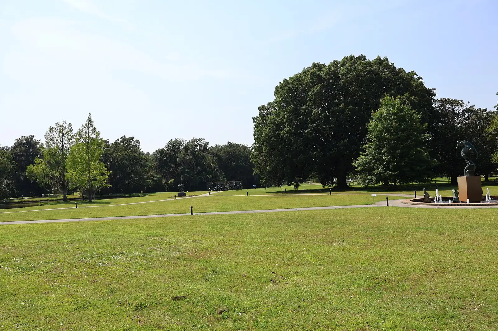 Live oaks, lawns, and sculpture at Brookgreen Gardens