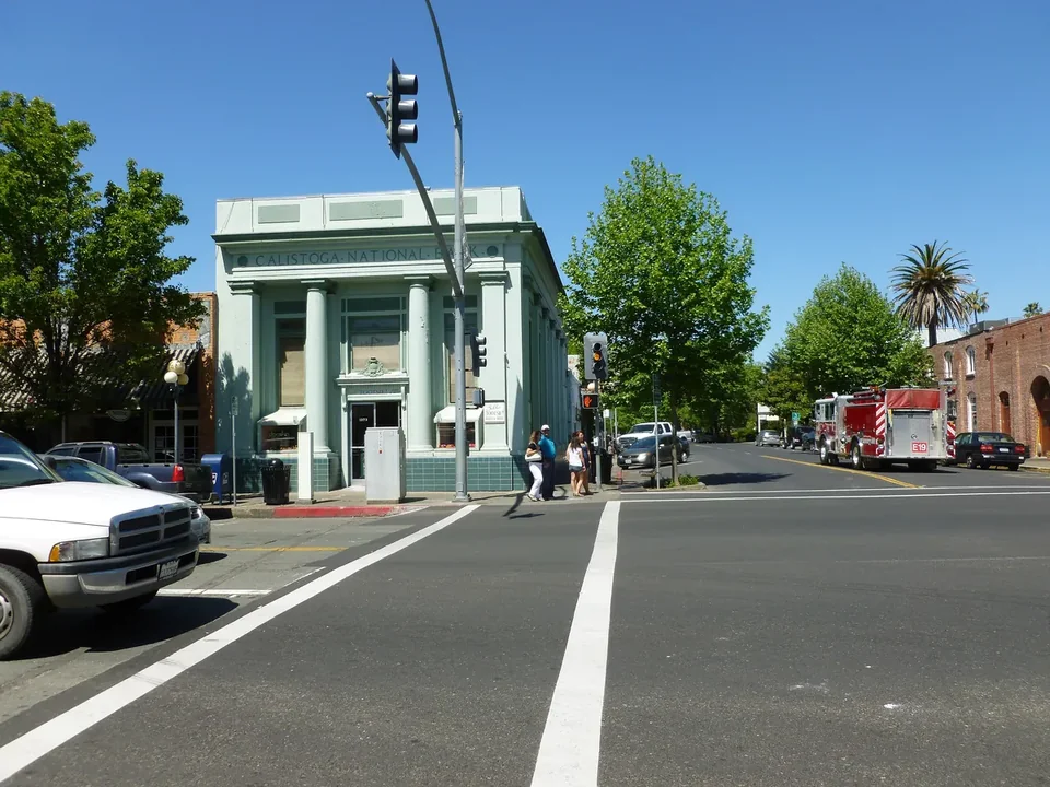 The old stone Calistoga National Bank building on Lincoln Avenue