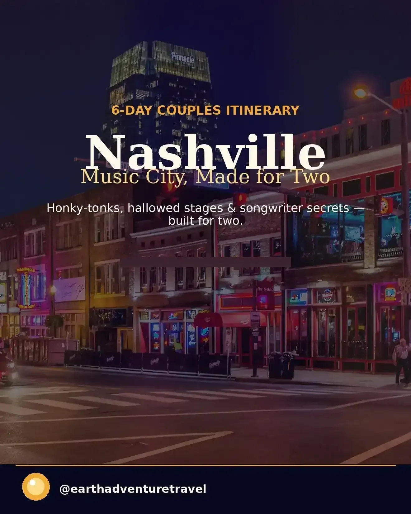 Nashville guide cover: Music City, Made for Two — a 6-day couples itinerary
