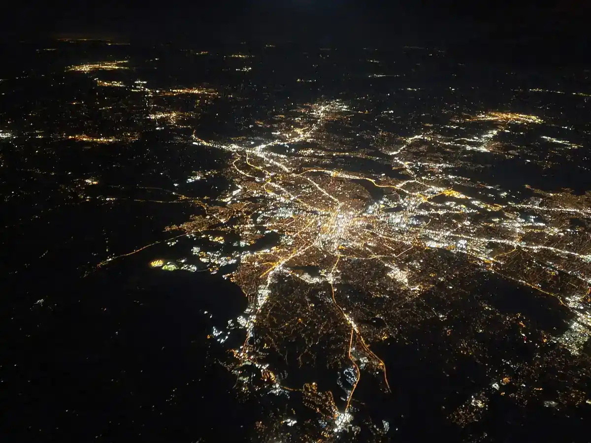 Nashville at night with glowing streets