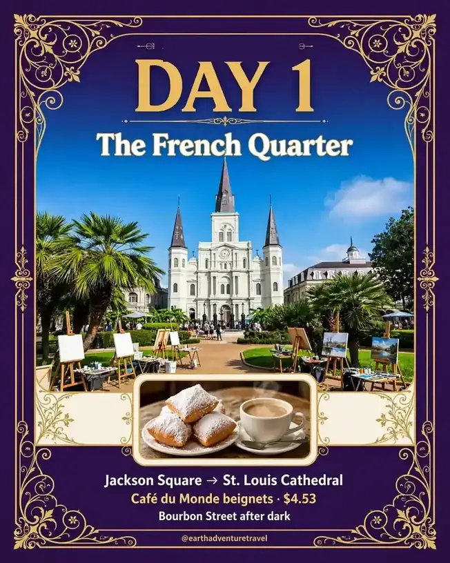 Day 1 graphic: French Quarter itinerary