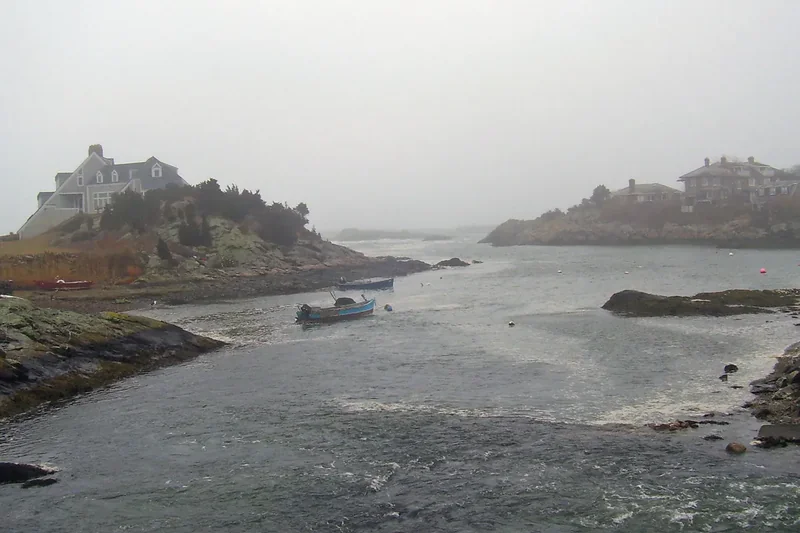 A misty winter morning over Goose Neck Cove off Ocean Drive in Newport