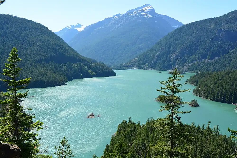 Diablo Lake's turquoise water from the overlook