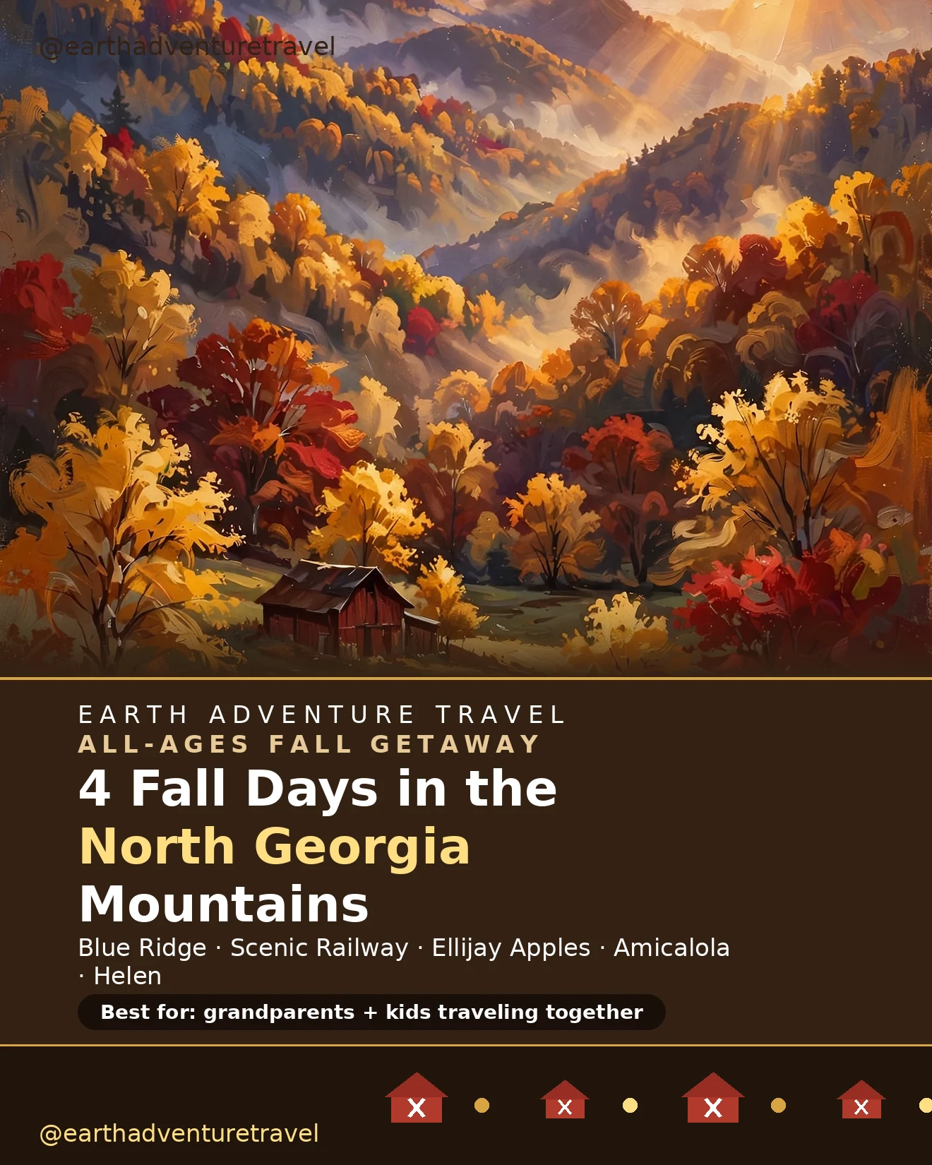 Cover graphic for a four-day North Georgia mountains fall itinerary