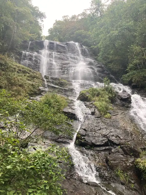 Tall waterfall in North Georgia forest