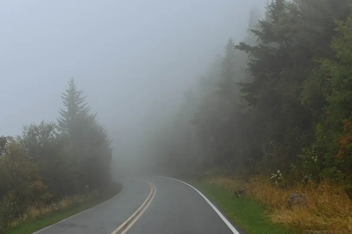 Foggy Blue Ridge Parkway on an October morning