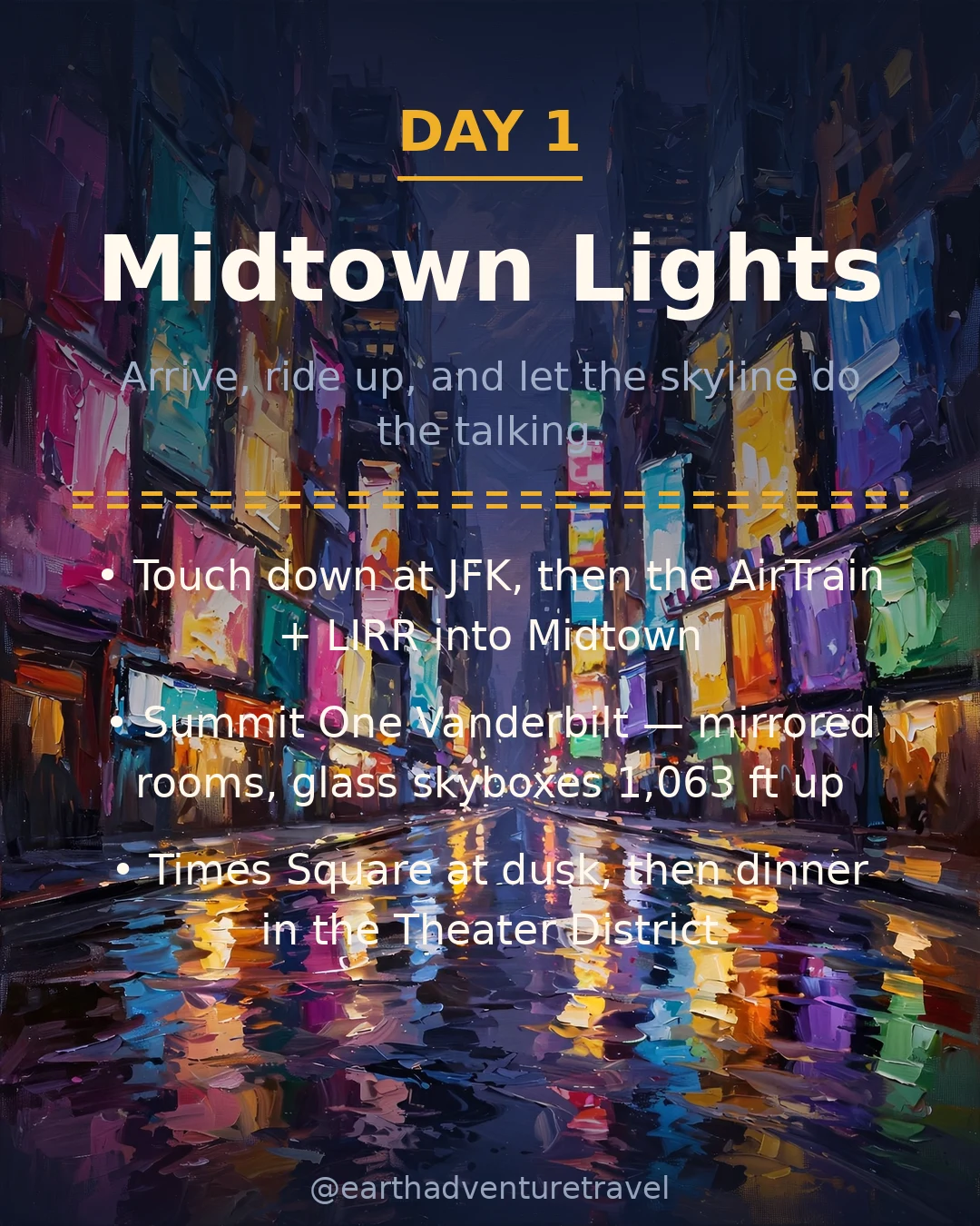 Day 1 graphic: Midtown lights and Summit One Vanderbilt