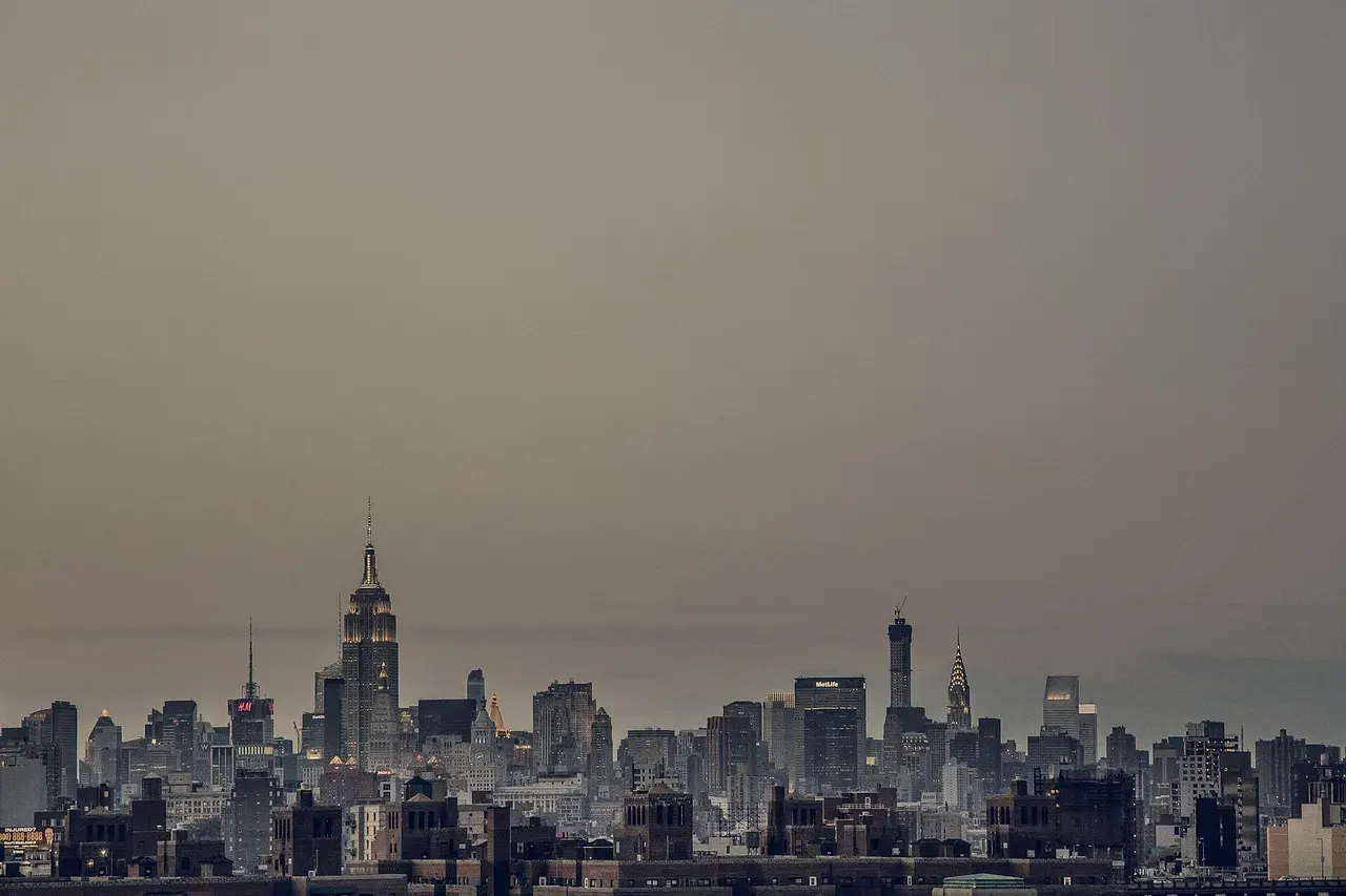 The Manhattan skyline at dusk