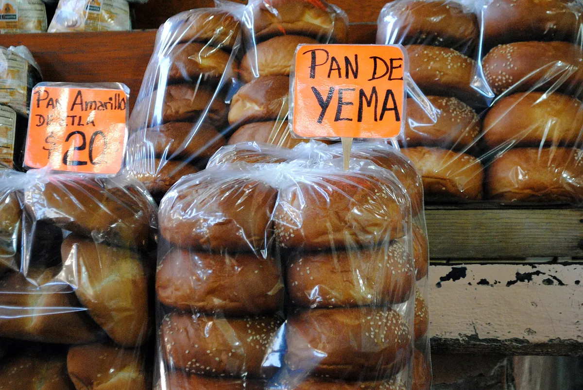 A stall of pan de yema and other breads at the Mercado 20 de Noviembre in Oaxaca