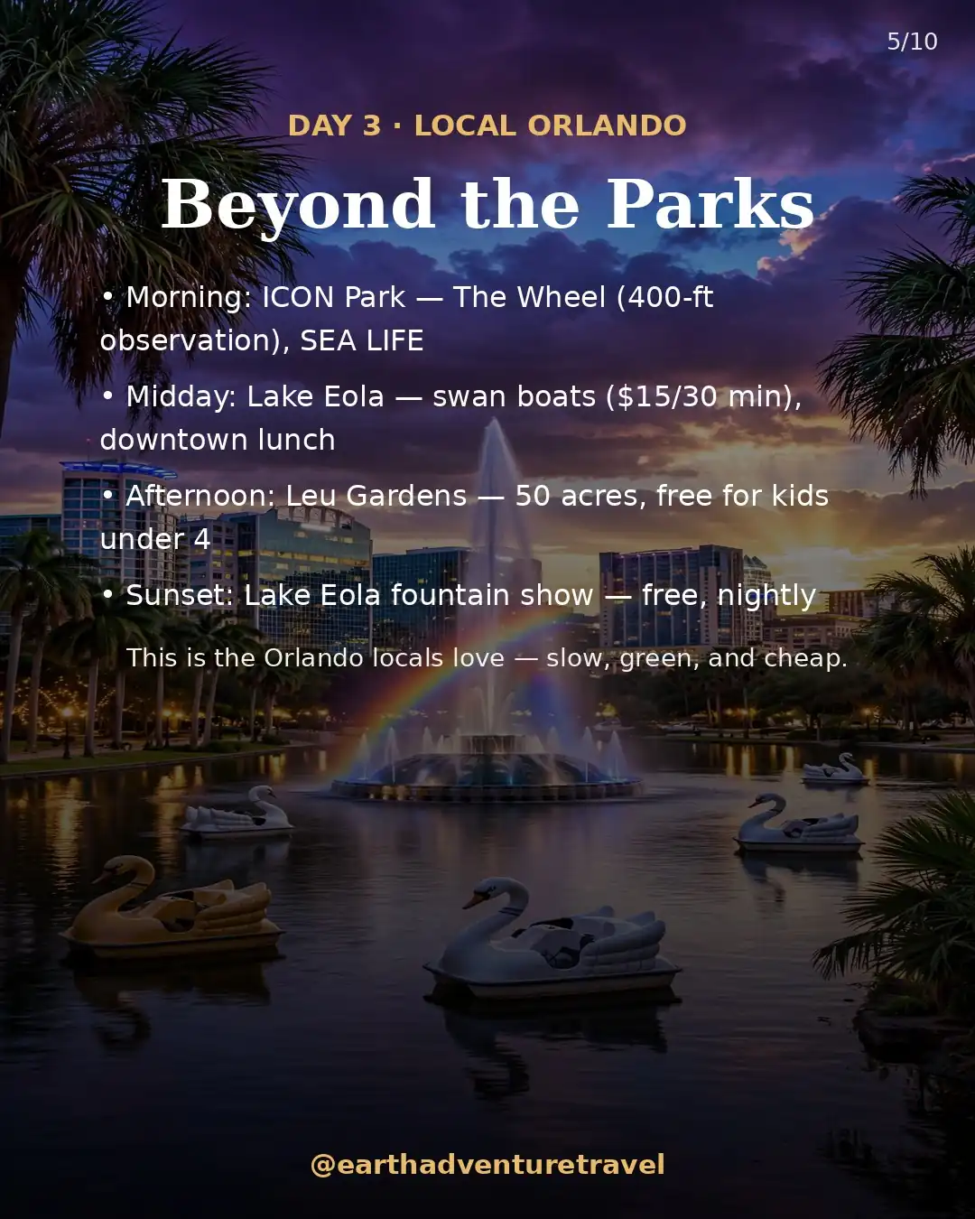 Day 3 graphic: Local Orlando itinerary