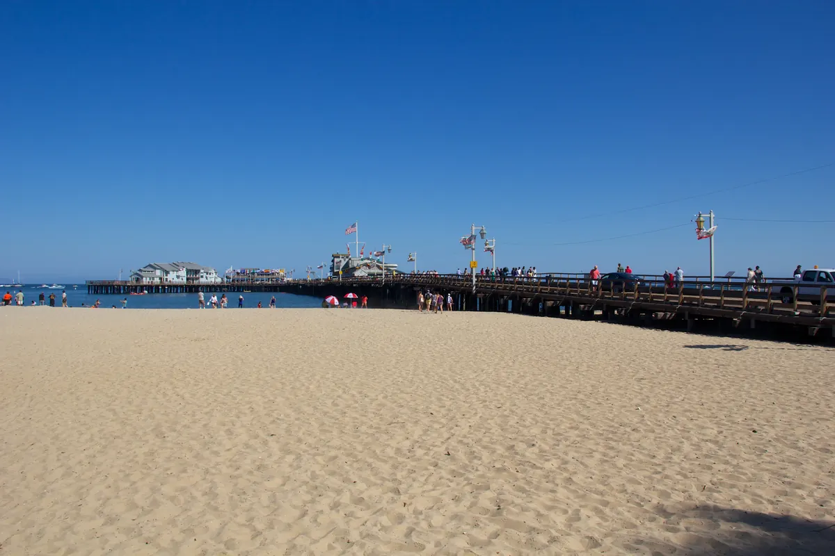 Stearns Wharf reaching into Santa Barbara's harbor