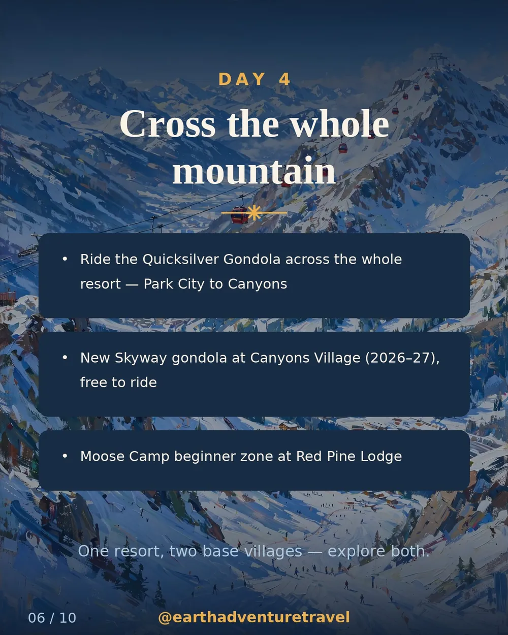Illustrated Quicksilver Gondola ride between Park City and Canyons