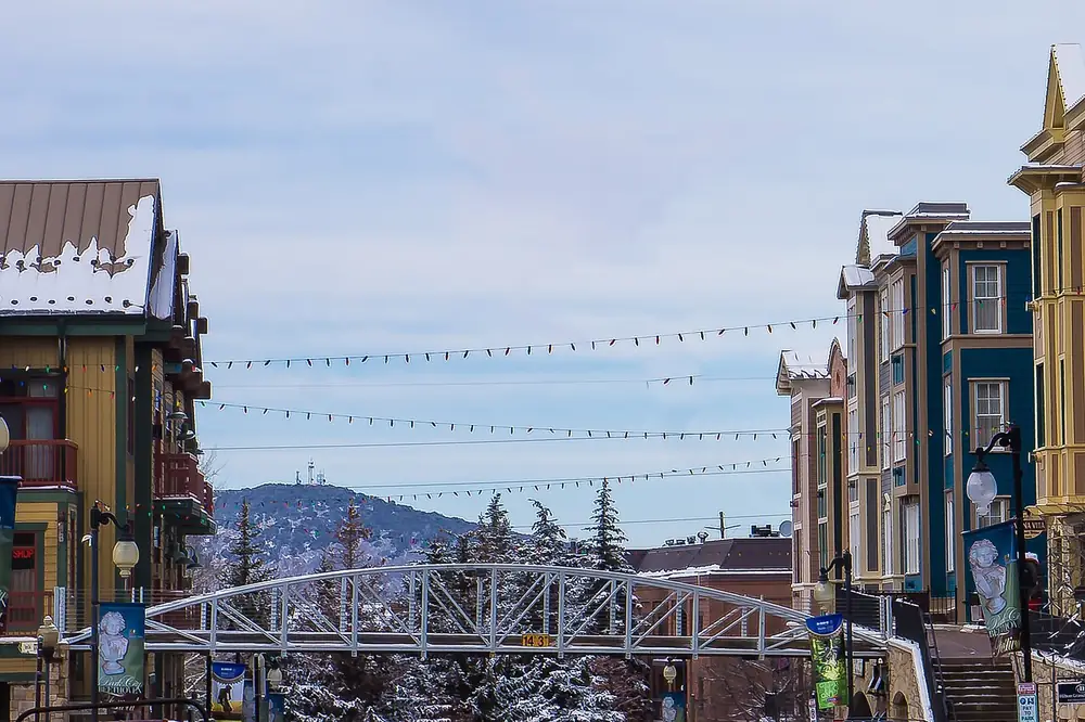 Main Street in Park City after snowfall