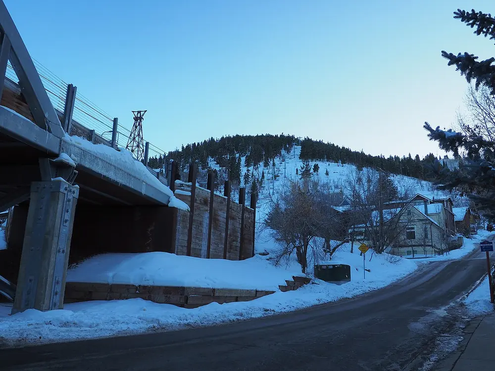 The Town Lift bridge area in Park City in winter