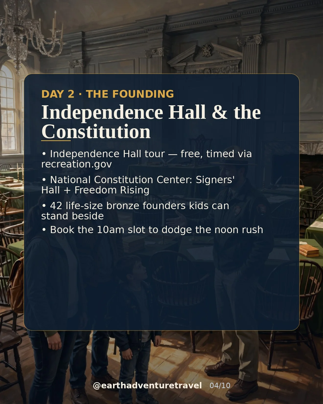 Day 2 graphic: the Assembly Room inside Independence Hall