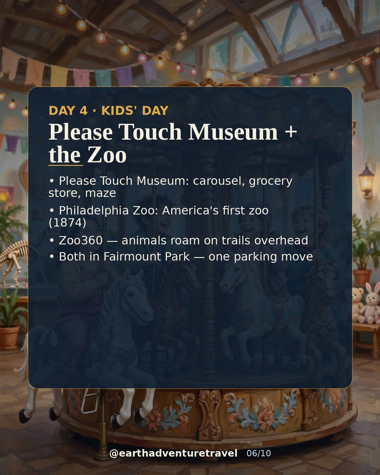 Day 4 graphic: the carousel at the Please Touch Museum