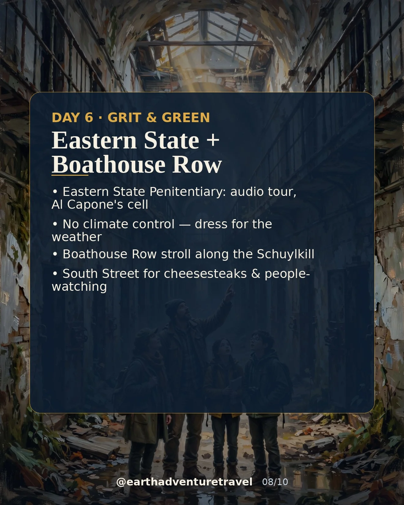 Day 6 graphic: the cellblocks of Eastern State Penitentiary